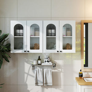 Wall Cabinet with Arched Glass Door and Adjustable Shelves