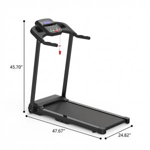 Foldable Treadmill 2.5Hp Electric Running Machine For Home - Black