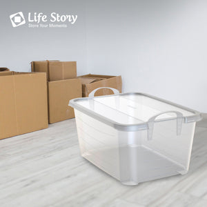 Life Story 55 Quart Stackable Storage Bin, Light Duty Container, Clear, 12 Pack