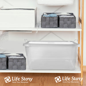 Life Story 55 Quart Stackable Storage Bin, Light Duty Container, Clear, 12 Pack