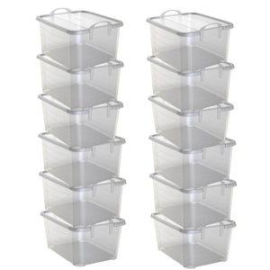 Life Story 55 Quart Stackable Storage Bin, Light Duty Container, Clear, 12 Pack