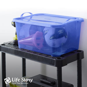 Life Story 55 Quart Stackable Storage Bin, Light Duty Container, Blue, 12 Pack