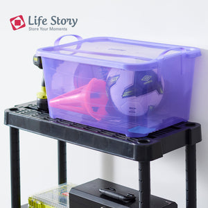 Life Story 55 Quart Stackable Storage Bin, Light Duty Container, Purple, 6 Pack