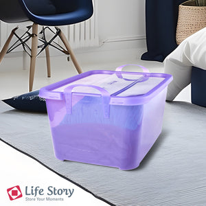 Life Story 55 Quart Stackable Storage Bin, Light Duty Container, Purple, 6 Pack
