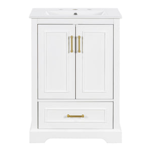 Bathroom Vanity With Sink, 1 Divided Drawer And 2 Soft Close Doors With Double Shelf