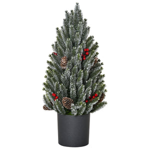 HOMCOM 18" Tall Unlit Miniature Snow-Flocked Tabletop Christmas Tree