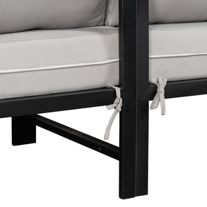 U_style Outdoor L-Shaped Sofa with Iron Frame and Ultra-Thick Cushions