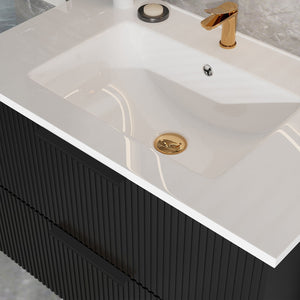 Modern Wall Mounted Floating Bathroom Vanity With Sink And Drawers
