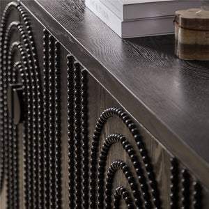 Modern Black Sideboard Cabinet with Nailhead Accents