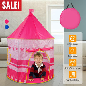 Kids Play Tent Foldable Pop Up Children Play Tent Portable Baby Play House Castle with  Carry Bag Indoor Outdoor Use