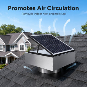 12" Stainless Steel Solar Roof Vent Fan, 40W Tilt Adjustable Solar Panel