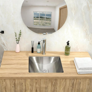 Undermount Bathroom Sink With Pop Up Drain, Brushed Nickel