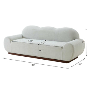 88in Round Arm Cloud Curved 3-Seater Modern Upholstered Boucle Sofa