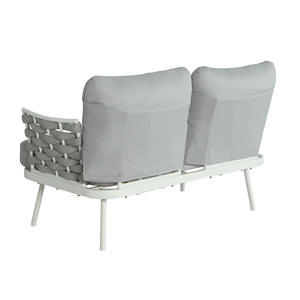 Mariano Steel Loveseat and Table, Off White & Grey