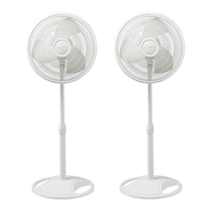 Lasko 16 Inch Oscillating Adjustable Tilting Pedestal Stand Fan, White (2 Pack) - TRAPSKI