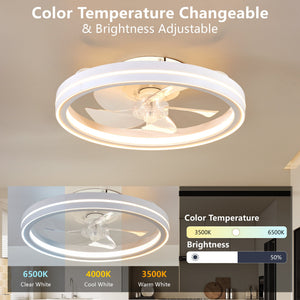 RGB Ceiling Fan with Lights, 19'' Smart LED Bladeless Chandelier Fan