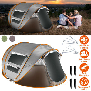 3-4 Person Pop Up Tent Automatic Setup Camping Tent Waterproof Instant Setup Tent with 2 Mosquito Net Windows Carrying Bag for Hiking Climbing Adventu