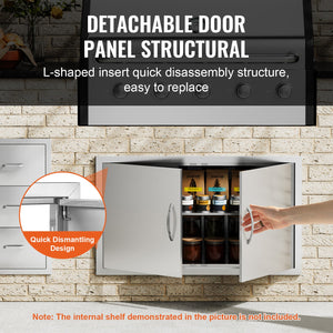 BBQ Access Door, 36W x 21H Inch Stainless Steel Outdoor Kitchen Door