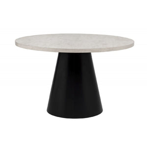 Dining Set With Round Table And 4 Upholstered Chairs - Black / Gray