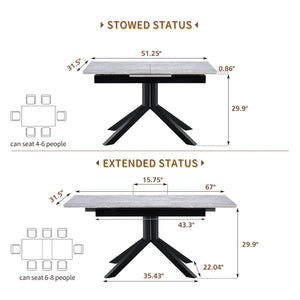 Rectangular Dining Table With Geometric Legs For Dining Room - Light Gray