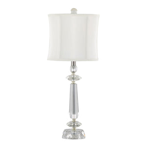 Karat - Contemporary Crystal Table Lamp (Set of 2) - Clear Crystal / Chrome / White Softback