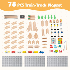 78 Pieces Activity Railway Playset for Kids Aged 3+