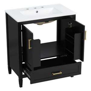 Elegant Fluted Bathroom Vanity With Sink, Soft Close Doors & Drawer