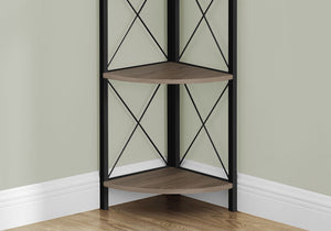 4-Tier Corner Bookshelf with Marble Look and Metal Frame