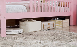 Bed With Headboard Storage Rack, 2 Under Bed Drawers, 3 Side Guardrails For Safety