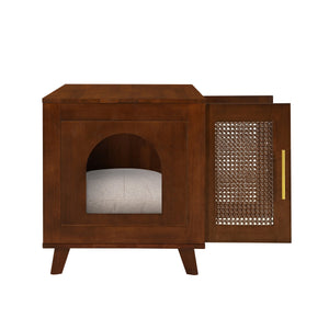 Myra Indoor Premium Rubber Wood Cat Cabinet with Cozy Cushion