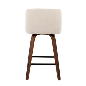 Toriano - Mid Century Modern Fixed Height Counter Stool & Square Footrest (Set of 2)