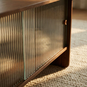 Rectangular Coffee Table With Sliding Door Storage Center