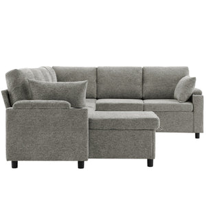 U-Shaped Sectional Sleeper Sofa With Ample Storage Space, 2 Cup Holders And Charging Ports For Living Room