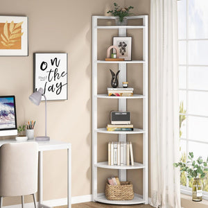 Tall 6 Tier Corner Bookshelf For Living Room