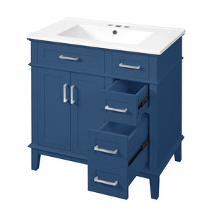 Modern Bathroom Vanity With Sink, Storage Cabinet, Soft Close Doors, Deep & Standard Drawers