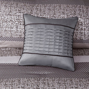 7 Piece Jacquard Comforter Set Grey/Taupe Queen