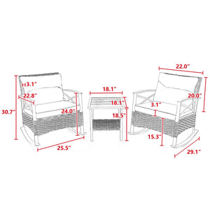 3pcs Rocking Rattan Set - Grey