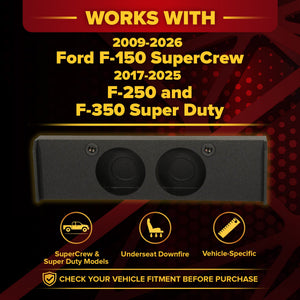 QPower Dual 12" Sub Box - Ford F150 SuperCrew 09-26, F250/F350 Super Duty 17-26