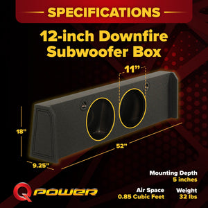 QPower Dual 12" Sub Box - Ford F150 SuperCrew 09-26, F250/F350 Super Duty 17-26