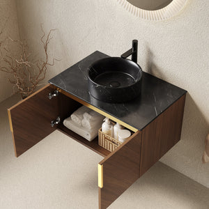 ARAI 30" Bathroom Vanity & Sink, Wall-Mounted Plywood Cabinet with Double Doors