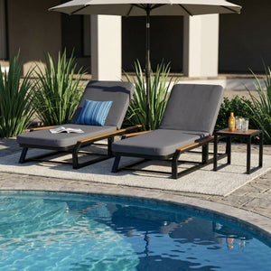 5-Piece Outdoor Chaise Lounge Set, 2 Adjustable Recliners