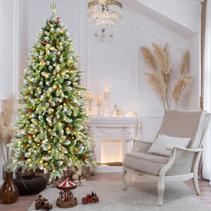6ft Pre-Lit Artificial Christmas Tree with 380 Warm White LED Lights