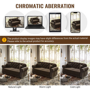 Upholstered Sofa Set With Nailhead Trim And Rolled Armrests, Includes Pillows