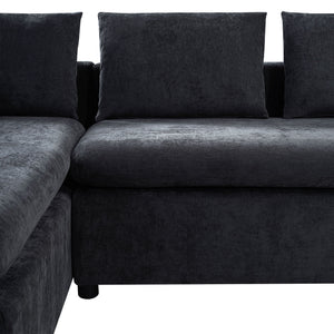 Modern L Shaped Sectional Sofa With Upholstery And Wooden Storage