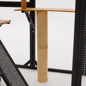 Outdoor Cat Enclosure With Sleeping Houses, Jumping Platforms, Scratching Post