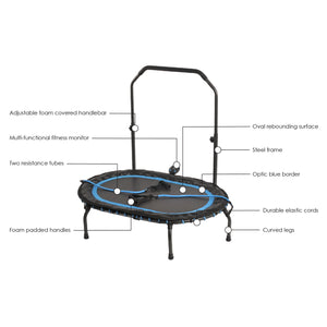 Stamina InTone Oval Fitness Rebounder Trampoline for Cardio with Handlebars