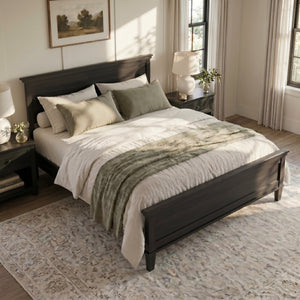 Mid-Century Modern Wood Platform Bed Frame with Headboard