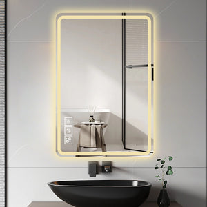 LED Bathroom Mirror Vanity Mirrors With Front Lights Wall Mounted Anti-Fog Frameless Make Up Mirror With Light Copper Free Silver Mirror Horizontal Or Vertical - Silver