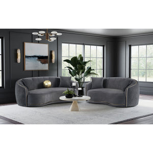 Lorraine - Upholstered Curved Loveseat - Dark Gray