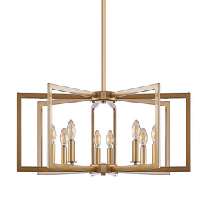 27' Modern Golden Geometric 8-Light Chandelier